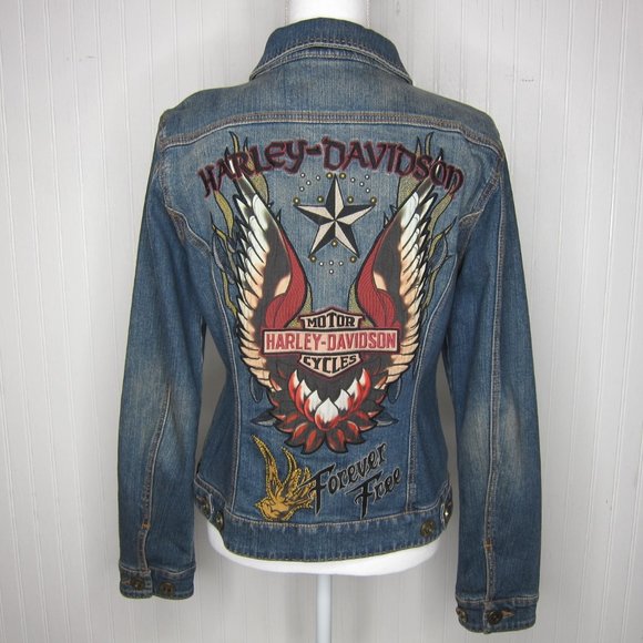 Harley-Davidson Jackets & Blazers - Harley-Davidson Embroidered Denim Jacket Size M